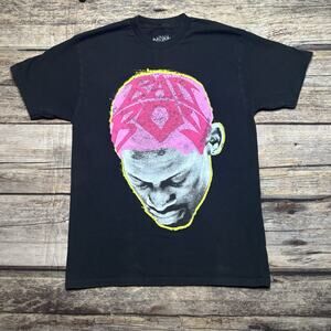 Dennis Rodman Shirt Men's Medium Short Sleeve T-Shirt Pink Hair Bad Boys Pistons